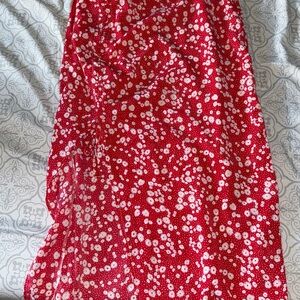 SHEIN Red Floral Maxi Skirt
